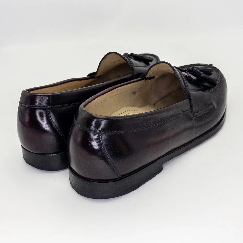 Cole Haan Men's 8 3E Pinch Tassel Loafers Burgundy Leather Dress Shoes Wide